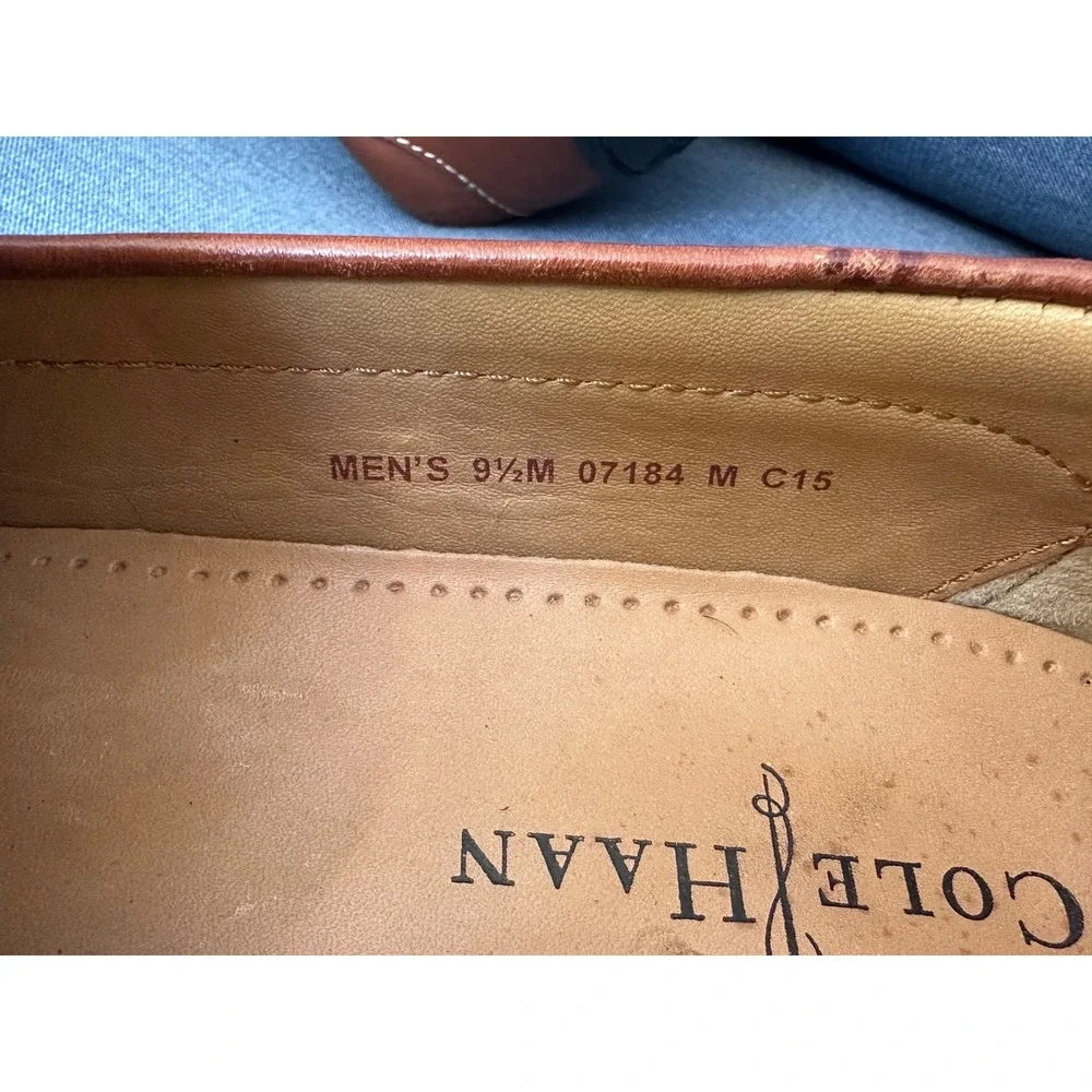 Cole Haan Loafers Mens 9.5M Brown Good Nike Air Leather Slip On‎ Moc Toe Shoes